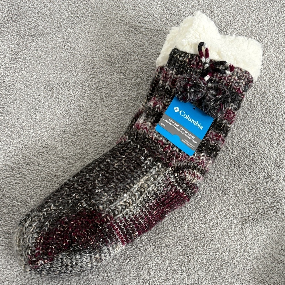 Columbia NWT Multicolor Knit Slipper Socks with Sherpa Lining size S/M. - Picture 2 of 3